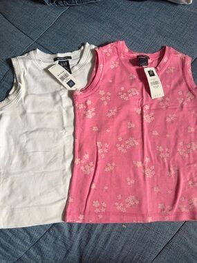 GAP Kids Tank Tops - Pink Floral & White Solid